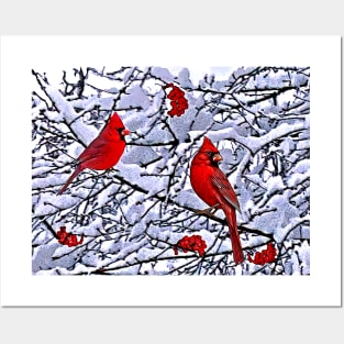 Red Cardinals in Winter Posters and Art